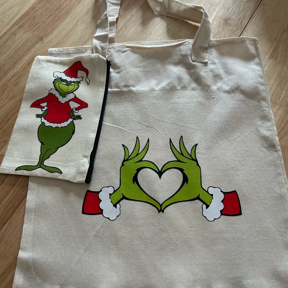 Grinch Canvas Tote and Pouch Set